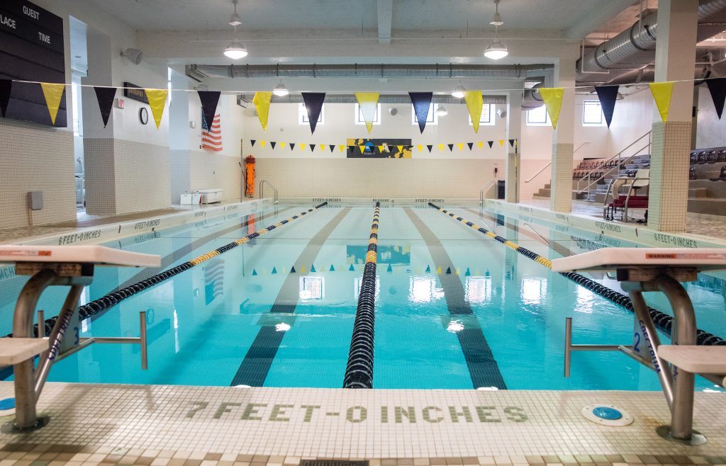 Nolan Arvilla Pool at ӰƬ University. Showing open lanes of the 7-foot deep pool.